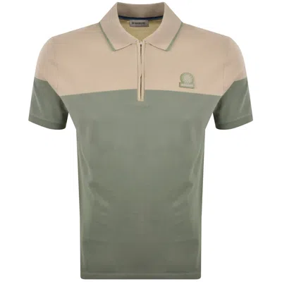 Sandbanks Colour Block Quarter Zip Polo Beige In Multi