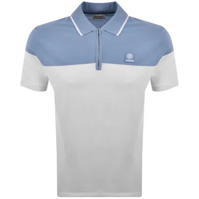 Sandbanks Colour Block Quarter Zip Polo Blue In Multi