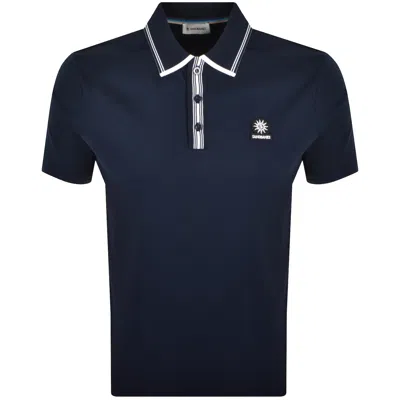 Sandbanks Contrast Stripe Polo T Shirt Navy In Blue