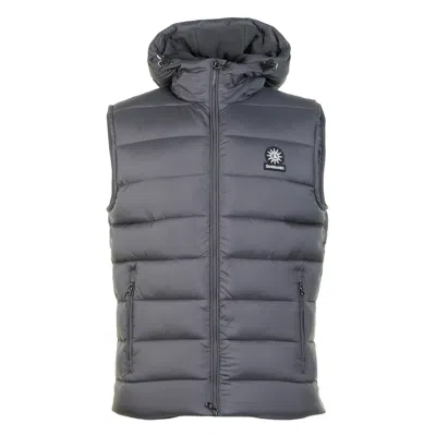 Sandbanks Frontier Hooded Puffer Gilet Charcoal In Gray