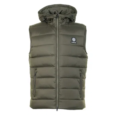 Sandbanks Frontier Hooded Puffer Gilet Khaki In Gray