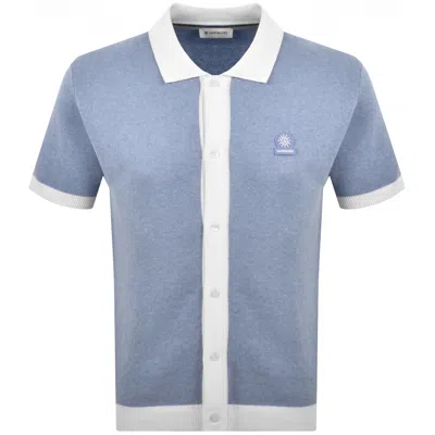 Sandbanks Full Button Polo T Shirt Blue