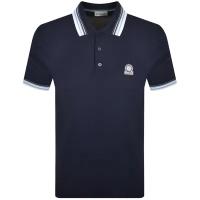 Sandbanks Gradient Rib Polo T Shirt Navy In Blue