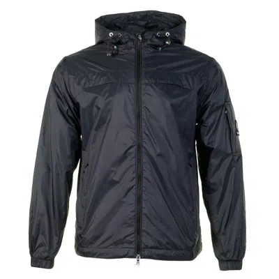 Sandbanks Hooded Nylon Windcheater Jacket Black In Green