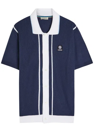 Sandbanks Knit Striped Cotton-blend Shirt In Blue