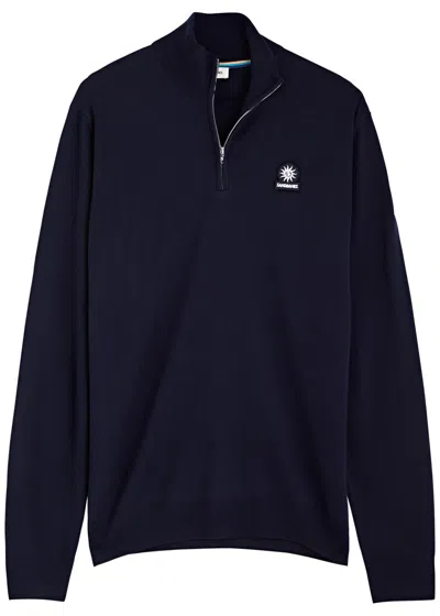 Sandbanks Logo Half-zip Wool Jumper In Navy