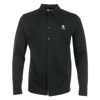 Sandbanks Long Sleeve Button Through Pique Polo Shirt Black