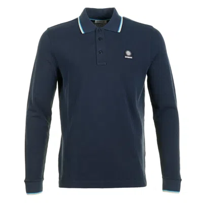 Sandbanks Long Sleeve Contrast Trim Polo Shirt Navy In Blue