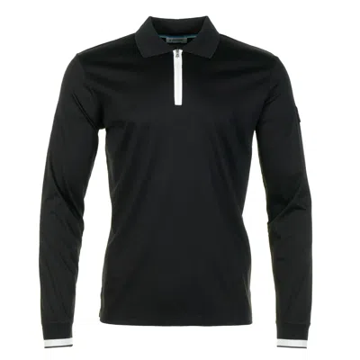Sandbanks Long Sleeve Silicone Zip Polo Shirt Black