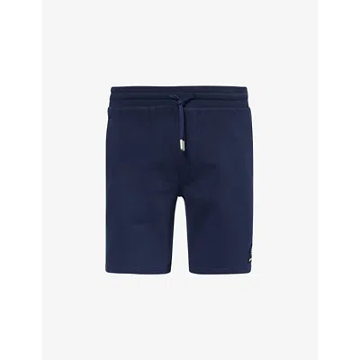 Sandbanks Mens Navy Brand-patch Elasticated-waistband Organic Cotton-blend Jersey Shorts
