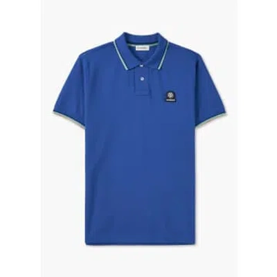 Sandbanks Mens Badge Logo Tipped Sleeve Polo Shirt In Nautical Blue