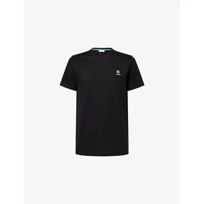 Sandbanks Mens Black Mercerised Badge Cotton T-shirt