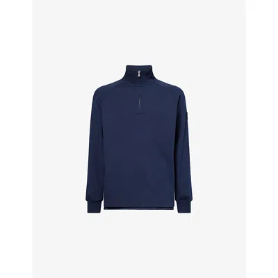Sandbanks Mens Navy Interlock Quarter-zip Cotton-jersey Sweatshirt In Blue