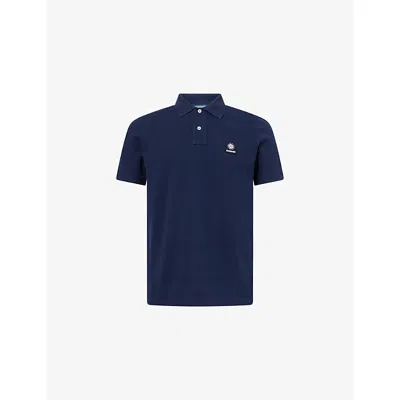 Sandbanks Mens Navy Badge Logo Regular-fit Cotton-piqué Polo Shirt In Blue