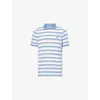 Sandbanks Mens Multi Logo-patch Stripe Knitted Polo Shirt Xl In White