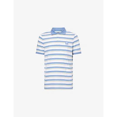 Sandbanks Mens Multi Logo-patch Stripe Knitted Polo Shirt Xl In White
