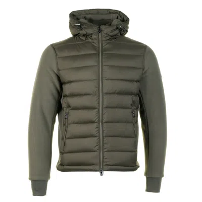 Sandbanks Outlander Polar Fleece Hooded Hybrid Jacket Khaki In Green