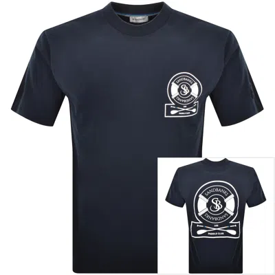 Sandbanks Paddle Club Logo T Shirt Navy In Blue