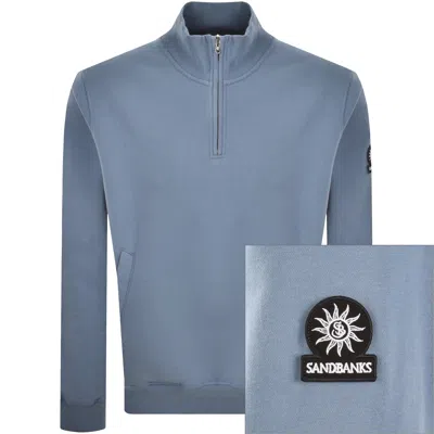 Sandbanks Quarter Zip Sweatshirt Blue