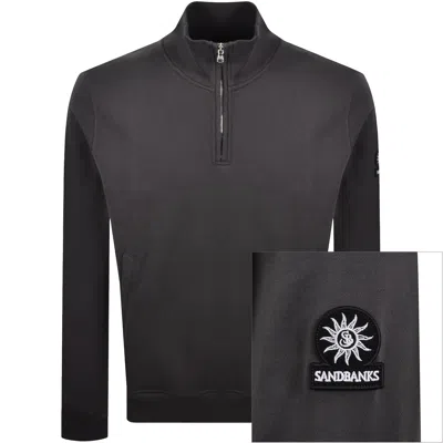 Sandbanks Quarter Zip Sweatshirt Grey In Black