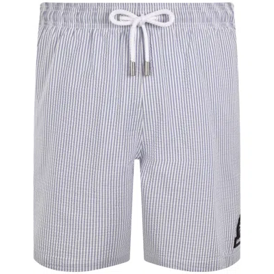 Sandbanks Seersucker Swim Shorts Navy In Gray