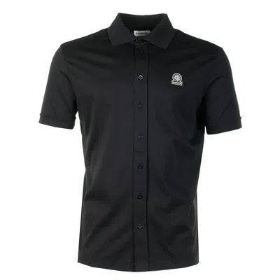 Sandbanks Short Sleeve Full Button Interlock Shirt Black In Pink