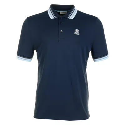 Sandbanks Short Sleeve Gradient Rib Polo Navy In Blue