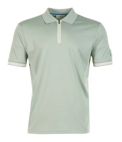 Sandbanks Short Sleeve Silicone Zip Polo Shirt Sage