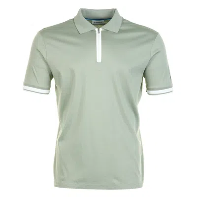 Sandbanks Short Sleeve Silicone Zip Polo Shirt Sage In Gray