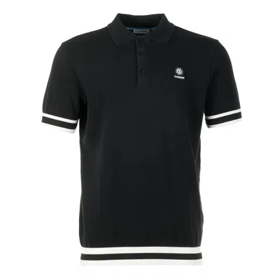 Sandbanks Short Sleeve Stripe Hem Polo Shirt Black In Neutral