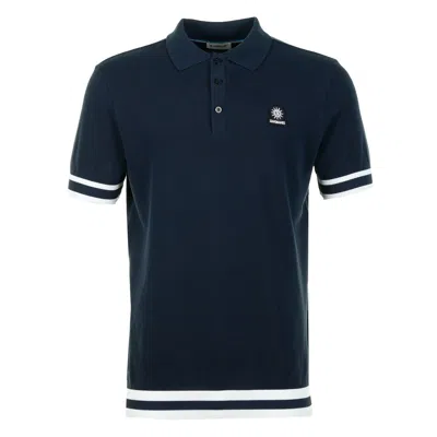 Sandbanks Short Sleeve Stripe Hem Polo Shirt Navy In Blue