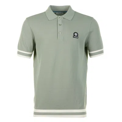 Sandbanks Short Sleeve Stripe Hem Polo Shirt Sage In Green