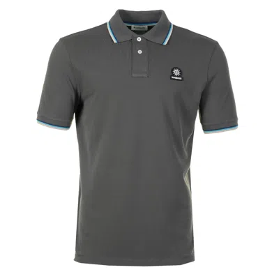 Sandbanks Short Sleeve Tipped Badge Logo Polo Shirt Anthracite In Gray