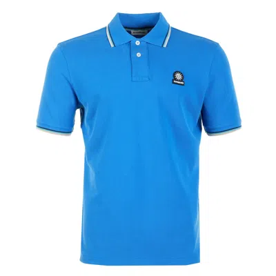 Sandbanks Short Sleeve Tipped Badge Logo Polo Shirt Nautical Blue
