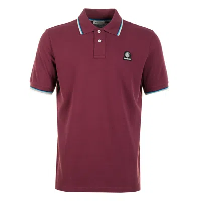 Sandbanks Short Sleeve Tipped Badge Logo Polo Shirt Port In Red