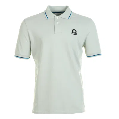 Sandbanks Short Sleeve Tipped Badge Logo Polo Shirt Sage In Green