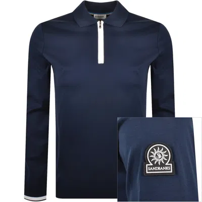 Sandbanks Silicone Zip Polo Shirt Navy In Blue