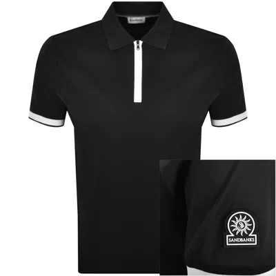 Sandbanks Silicone Zip Polo T Shirt Black