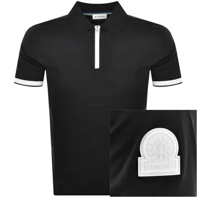 Sandbanks Silicone Zip Polo T Shirt Black