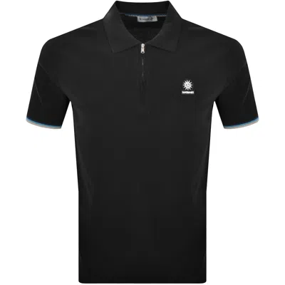 Sandbanks Zip Logo Polo T Shirt Black