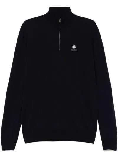 Sandbanks Zip-up Merino Wool Sweater In Blue