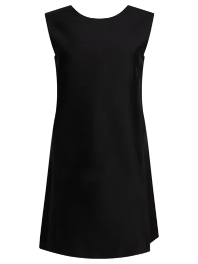 Sandbeige Black Dress With Flared Silhouette