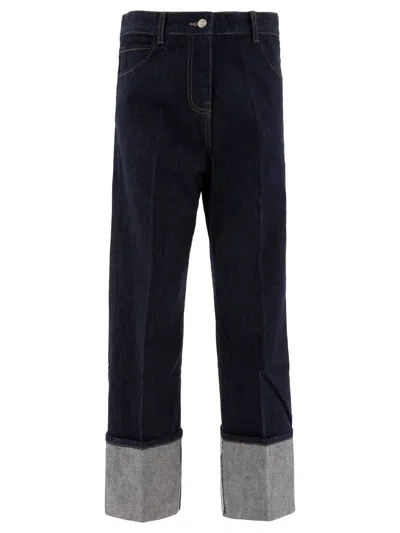 Sandbeige Blue Cotton Jeans
