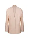 Sandbeige Button Single-breasted Blazer In Pink