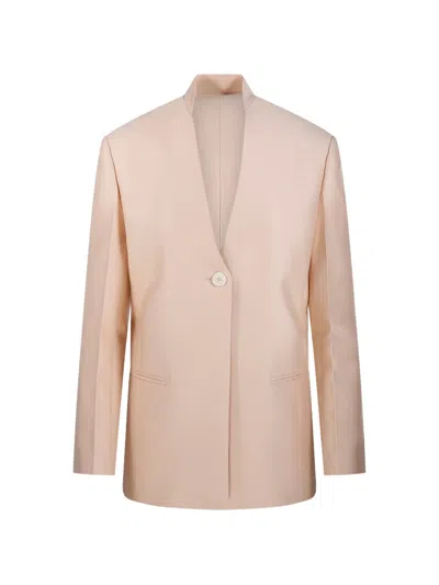 Sandbeige Button Single-breasted Blazer In Pink