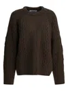 Sandbeige Cable-knit Crew-neck Knitwear In Brown