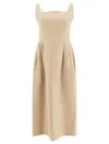 Sandbeige Wool Midi Dress In Neutral