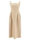 Sandbeige Wool Midi Dress In Neutral