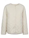 Sandbeige Quilted Nylon Jacket In White