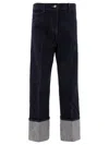 Sandbeige Blue Cotton Jeans In Blue